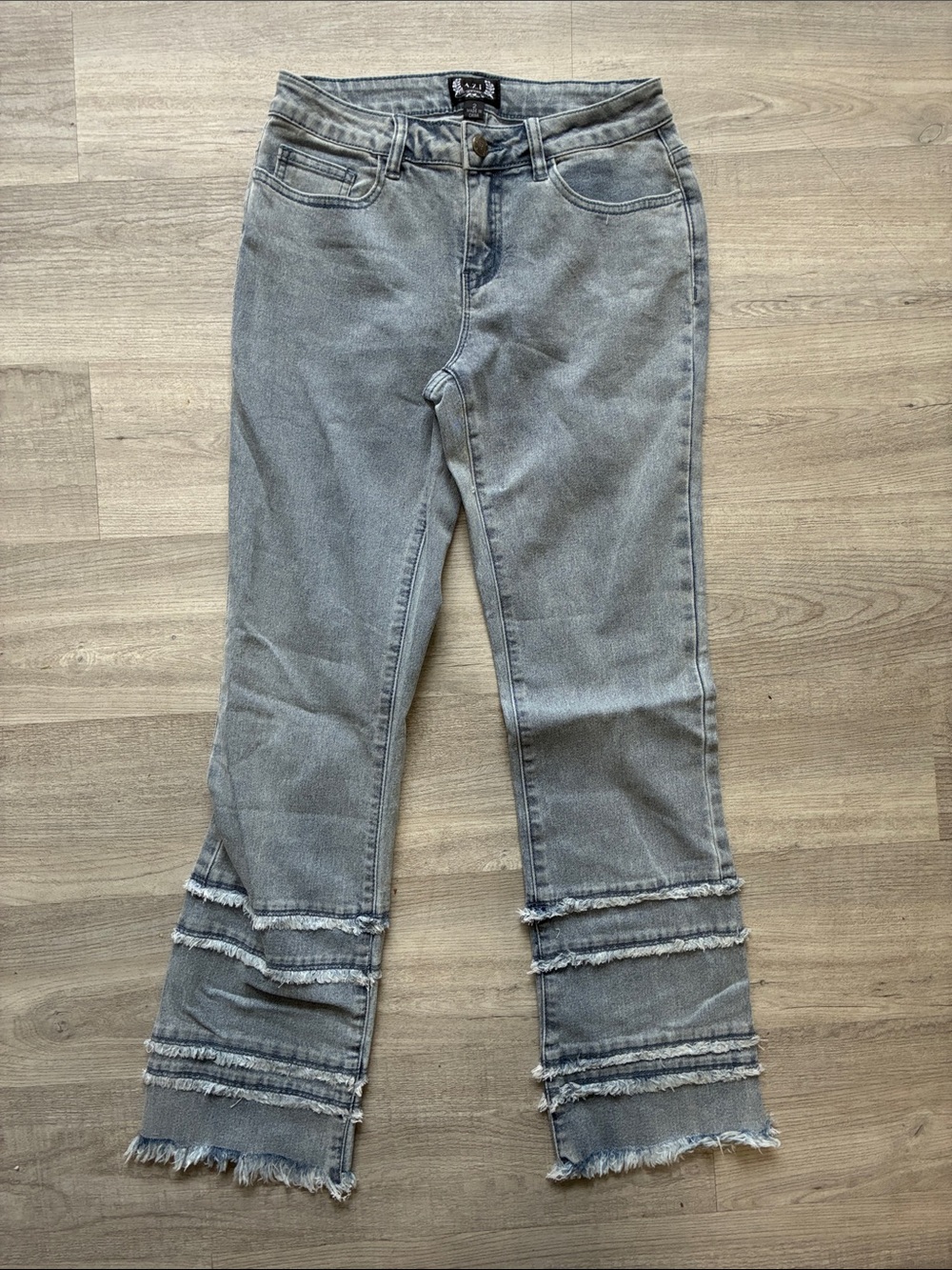 A.Z.I Frayed Hem Gray Wide Leg Jeans